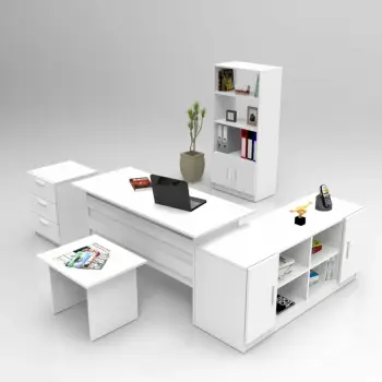 Set mobiljesh për zyre Hanah Home, Vo14-W, ngjyrë e bardhë