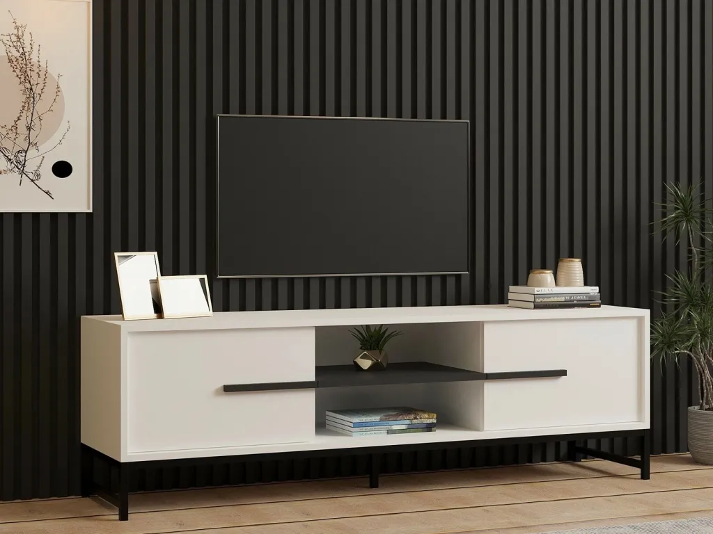 Komodinë për TV Mono, bardhë - 1