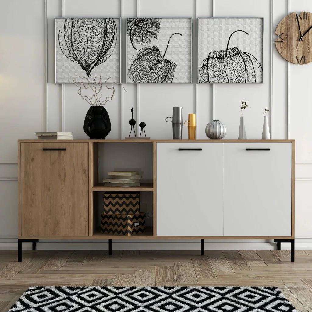 Konsolë Hanah Home Aurora, ngjyrë lis dhe e bardhë, 180x80x45cm - 2