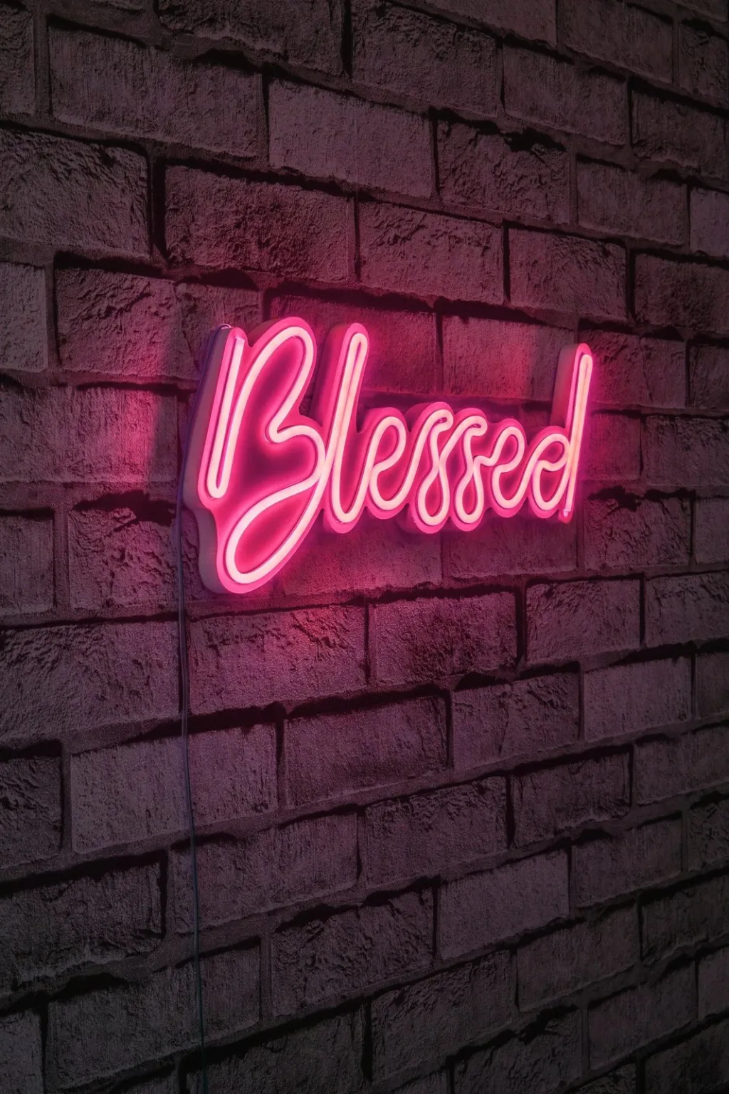 Dritë dekorative LED në mur, plastikë, 'Blessed', ngjyrë rozë - 2