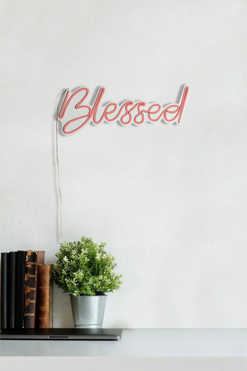 Dritë dekorative LED në mur, plastikë, 'Blessed', ngjyrë rozë - 3