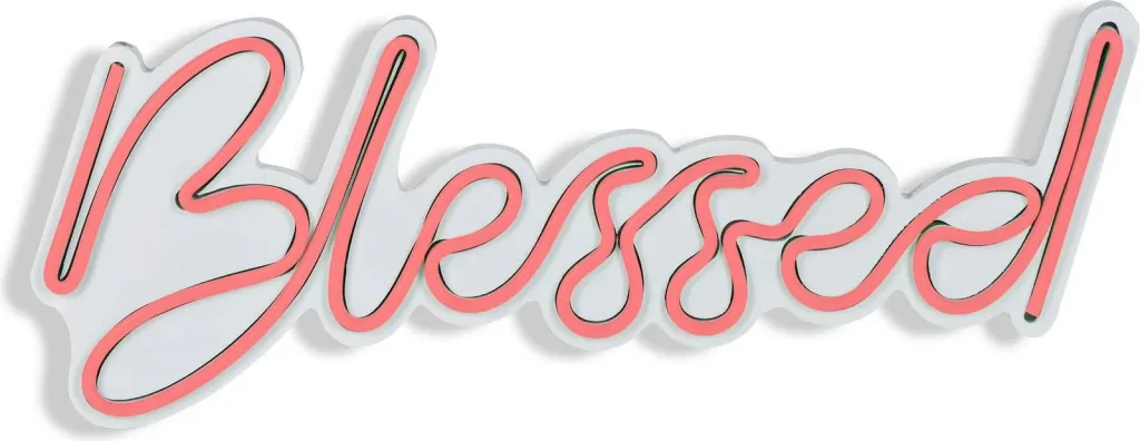 Dritë dekorative LED në mur, plastikë, 'Blessed', ngjyrë rozë - 4
