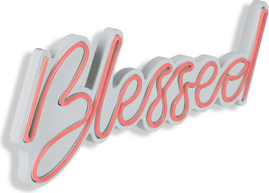 Dritë dekorative LED në mur, plastikë, 'Blessed', ngjyrë rozë - 6