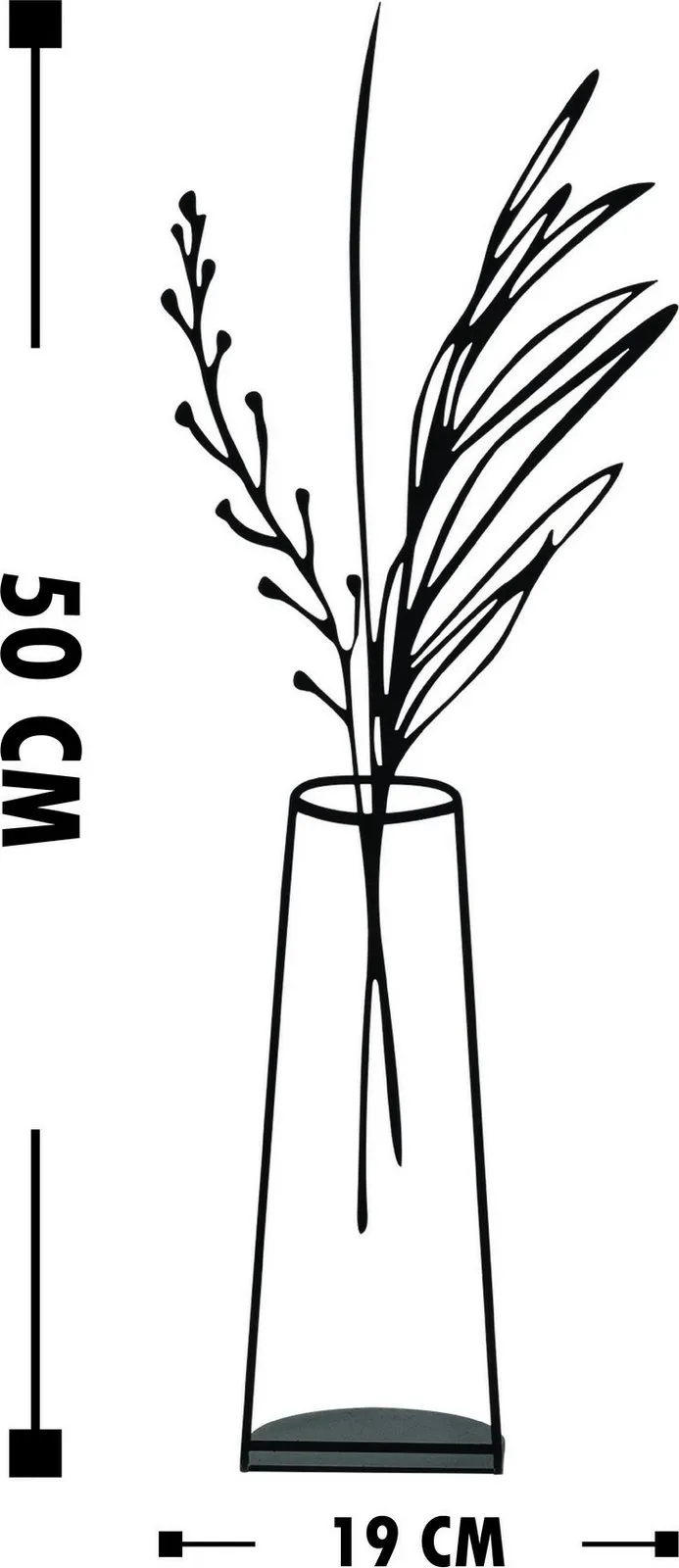 Objekt dekorativ Aberto Design, vazo lulesh, e zezë, 19x50cm - 4