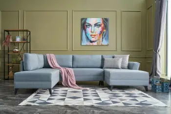 Kënd-sofë krevati Eris, ngjyrë kaltër, Atelier del Sofa