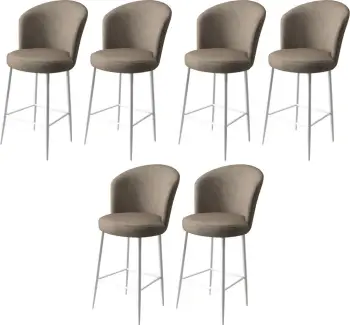Set karrigesh për bar (6 copë), Hanah Home, Alte, kapuçino, e bardhë