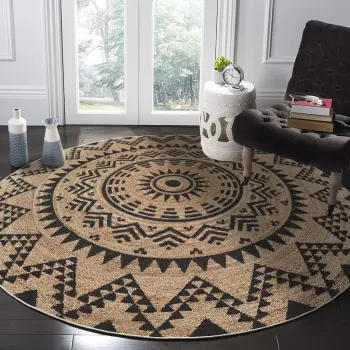 Qilim rrumbullak, ngjyrë krem, Conceptum Hypnose, Woopamuk509, 90x90cm