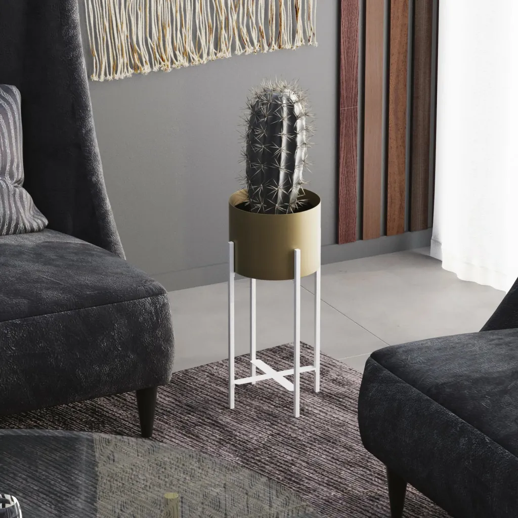 Vazo dekorative Aberto Design, GED-026-C, e bardhë dhe e artë - 1