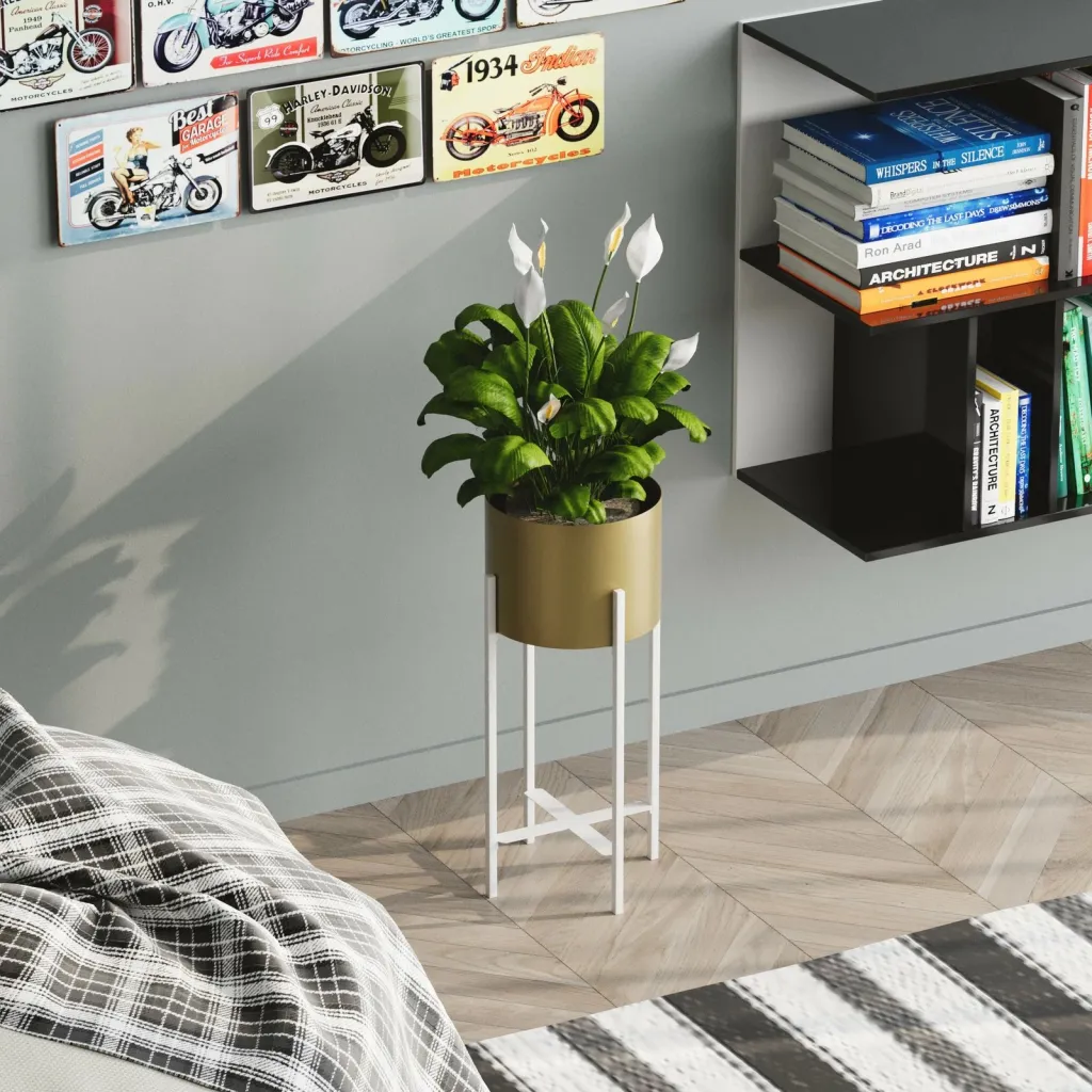 Vazo dekorative Aberto Design, GED-026-C, e bardhë dhe e artë - 2