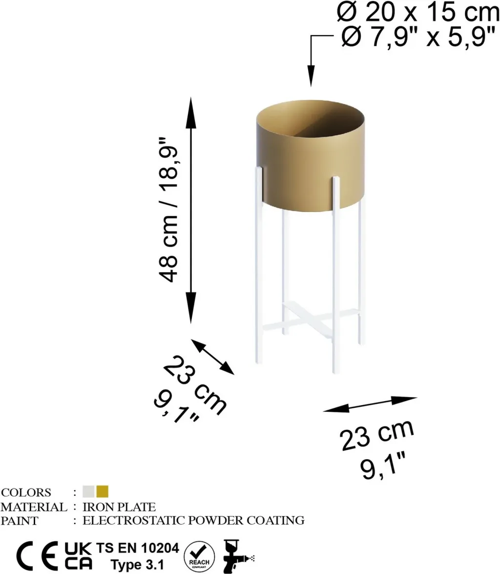 Vazo dekorative Aberto Design, GED-026-C, e bardhë dhe e artë - 6