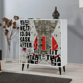 Dollap multifunksional Hanah Home, Multilüx, i bardhë, i zi, i kuq, i hirtë
