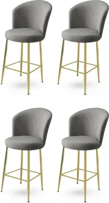 Set karrigesh për bar, 4 copë, Hanah Home, Alte, gri, ar