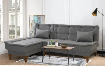 Kënd-sofë shtrat Atelier del Sofa, Santo, kënd majtas, ngjyrë gri e errët