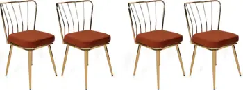 Set karrigash (4 copë), Hanah Home, Yıldız-925 V4, ngjyrë e kuqe tjegulle dhe ari