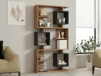 Raft librash Hanah Home, ngjyrë pishë Atlantike dhe antracit, Rl3-Aa