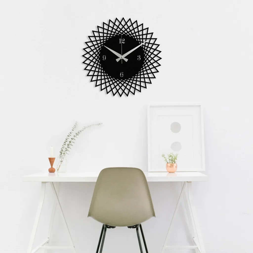 Orë muri dekorative prej metali, Wallity Enzoclock - S026, e zezë, 48x48cm - 3
