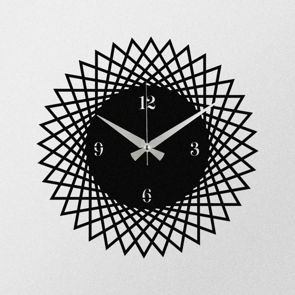 Orë muri dekorative prej metali, Wallity Enzoclock - S026, e zezë, 48x48cm - 4