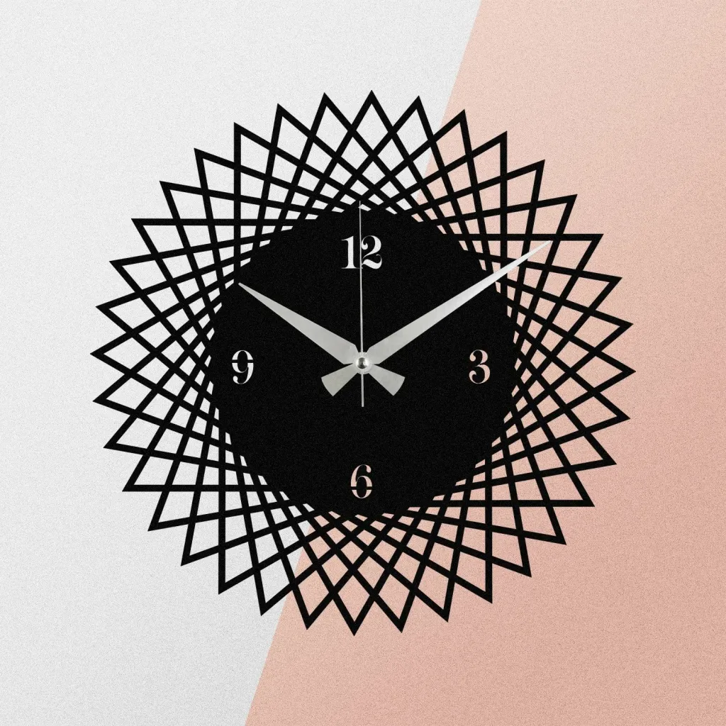 Orë muri dekorative prej metali, Wallity Enzoclock - S026, e zezë, 48x48cm - 5