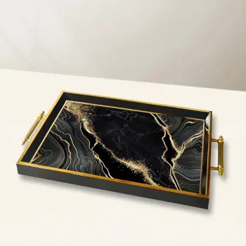 Tabaka xhami, dizajn elegant, shumëngjyrëshe, TPA10018, 50x29x3.5 cm