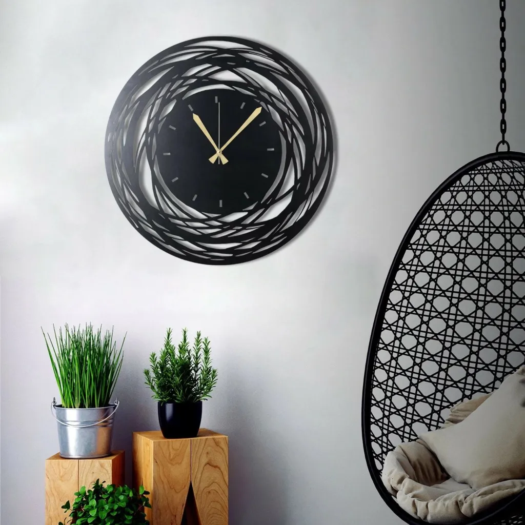 Orë muri dekorative prej metali, Wallity, WATCH-042, e zezë, 50x50cm - 1