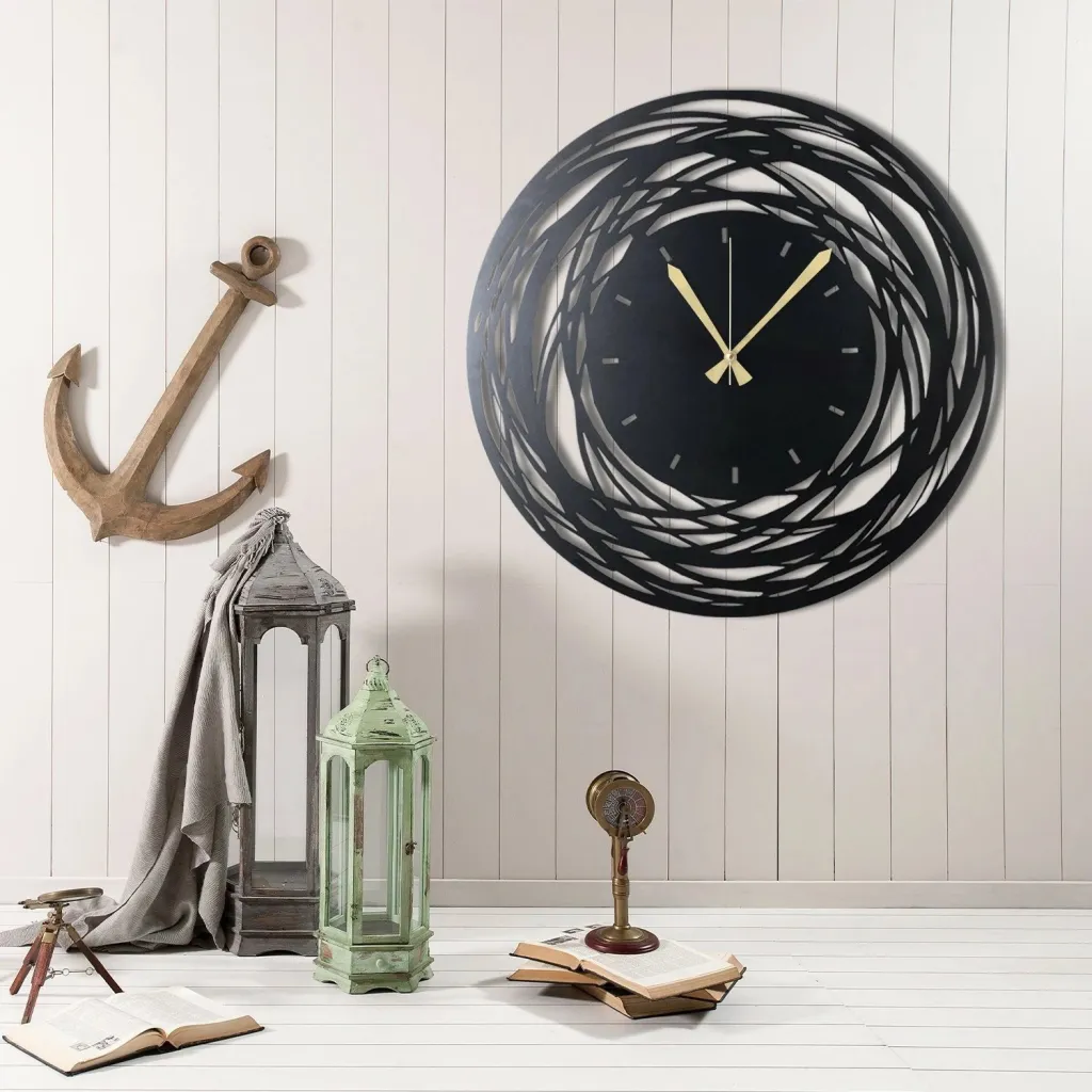 Orë muri dekorative prej metali, Wallity, WATCH-042, e zezë, 50x50cm - 2