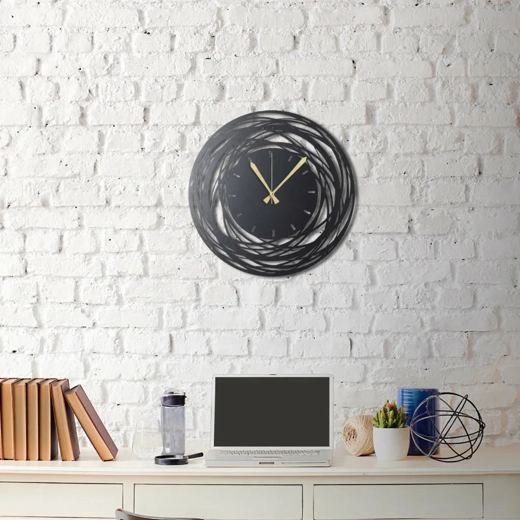 Orë muri dekorative prej metali, Wallity, WATCH-042, e zezë, 50x50cm - 3
