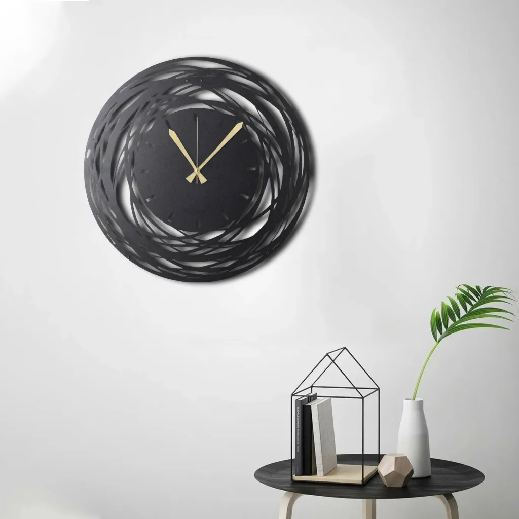 Orë muri dekorative prej metali, Wallity, WATCH-042, e zezë, 50x50cm - 4