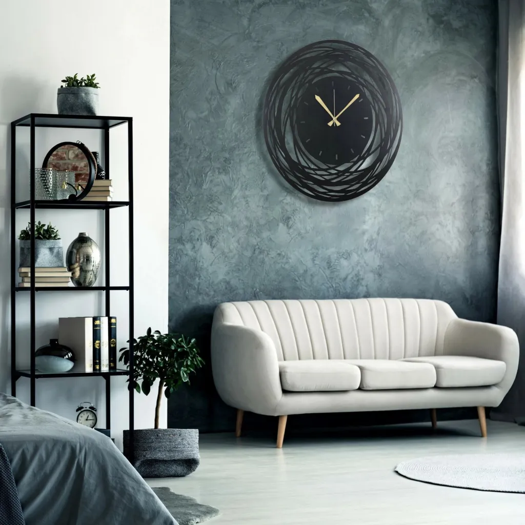 Orë muri dekorative prej metali, Wallity, WATCH-042, e zezë, 50x50cm - 5