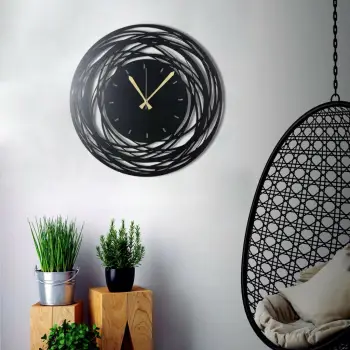Orë muri dekorative prej metali, Wallity, WATCH-042, e zezë, 50x50cm