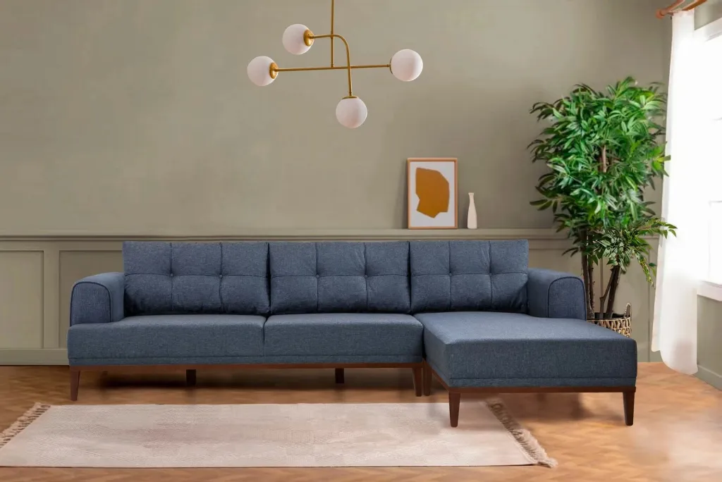 Këndore Vina, ngjyrë kaltër e errët, këmbë druri, Atelier del Sofa - 2
