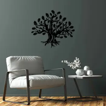 Aksesor dekorativ metalik për mur, Monumental Tree 8, ngjyrë e zezë