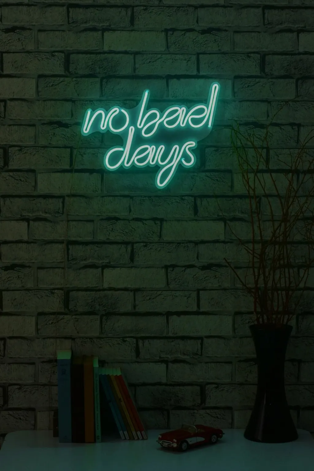 Dekor dritash LED plastike, 'No Bad Days', ngjyrë kaltër - 3