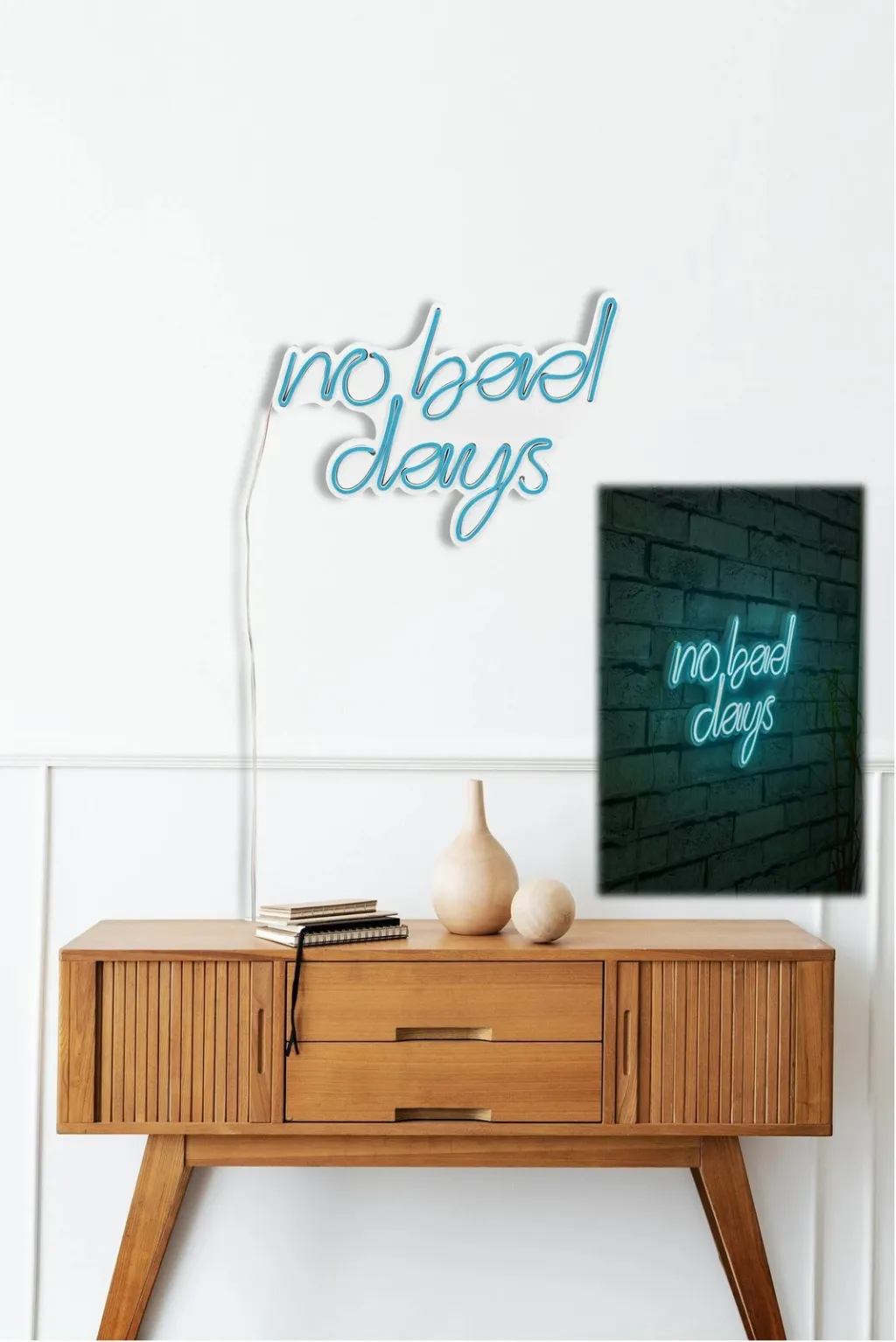 Dekor dritash LED plastike, 'No Bad Days', ngjyrë kaltër - 4