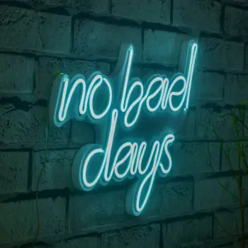 Dekor dritash LED plastike, 'No Bad Days', ngjyrë kaltër