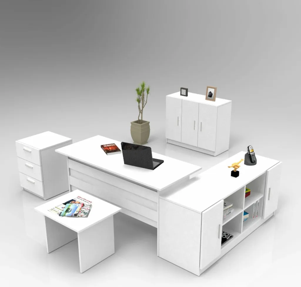 Set mobiljesh për zyre Hanah Home, Vo16-W, ngjyrë e bardhë - 1