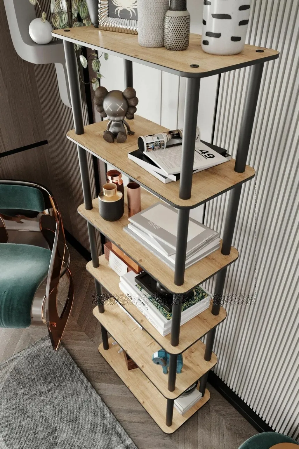 Raft librash Hanah Home, 6 ndarje, ngjyrë lisi - 3