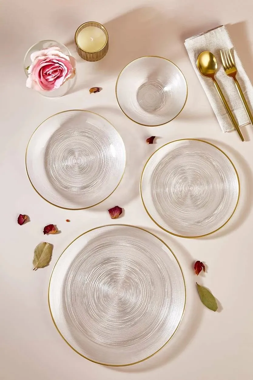 Set enësh për drekë (24 copë), Hermia, Ares, xham transparent - 3