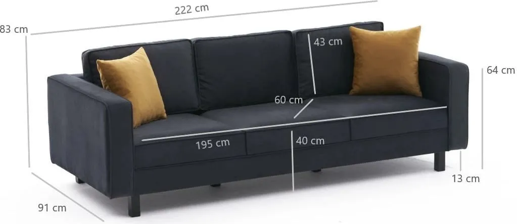 Divan dy-vendësh Atelier del Sofa, kadife Kale, antracit - 7