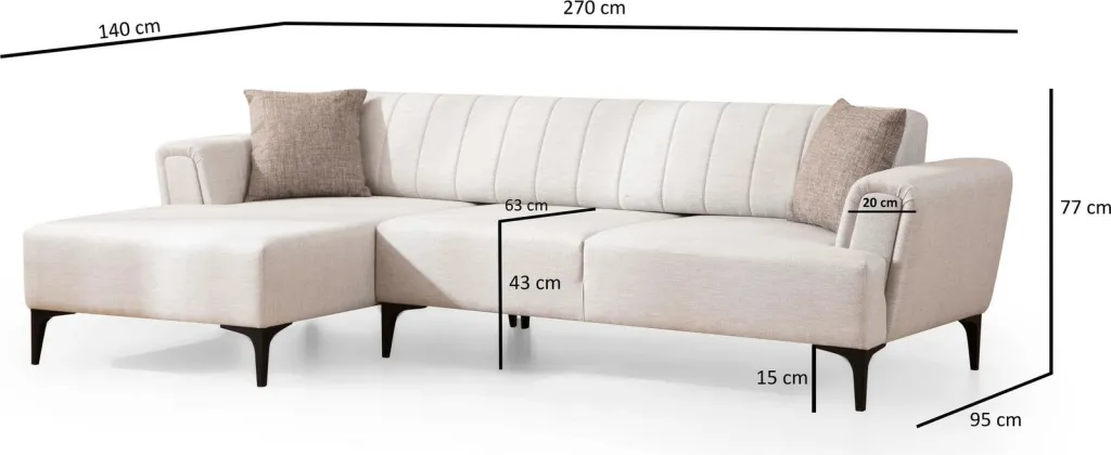 Kënd-sofë shtrat Hamlet, ecru, Atelier del Sofa, këndi majtas - 7
