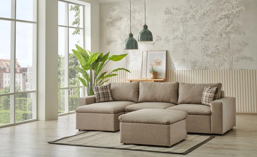 Kënd divan Atelier del Sofa, Flov, ngjyrë krem - 1