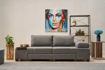 Divan-krevat treshe, Atelier del Sofa, liri Perenna, ngjyrë gri