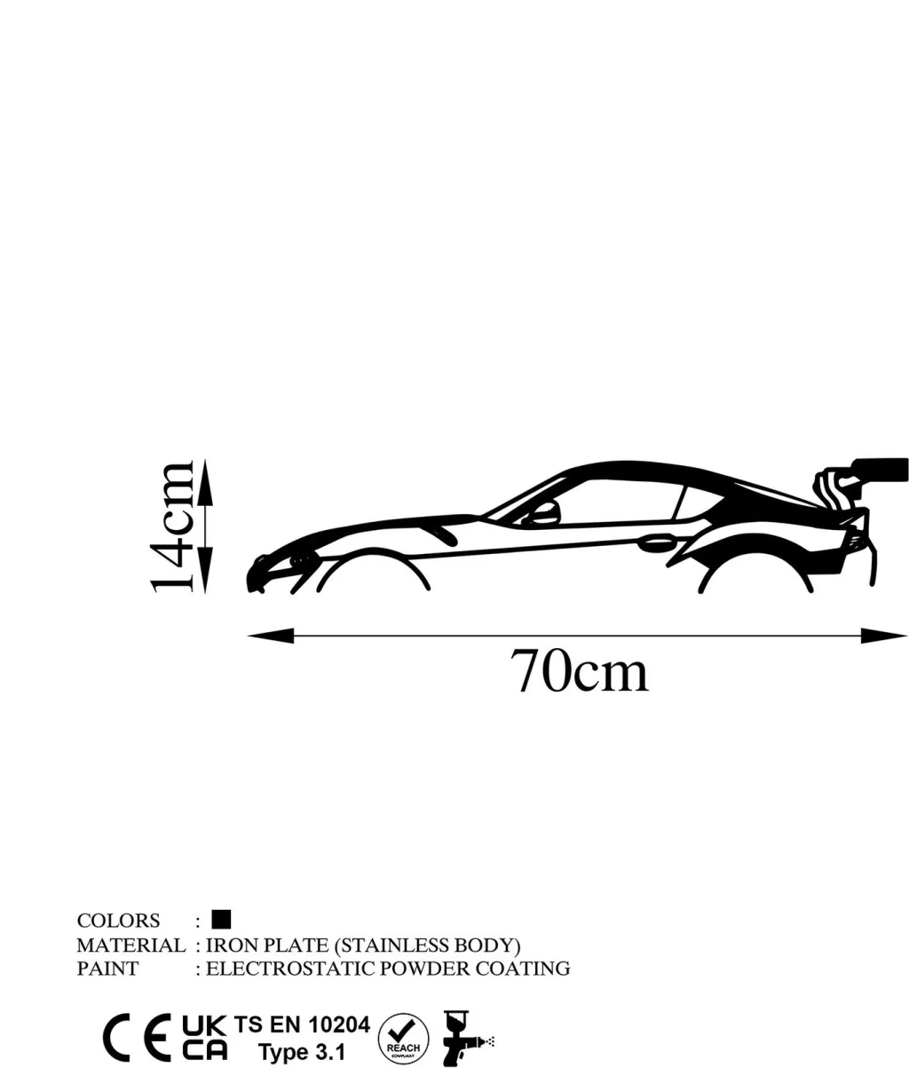 Aksesor dekorativ metalik për mur, silueta Dodge Viper - 5