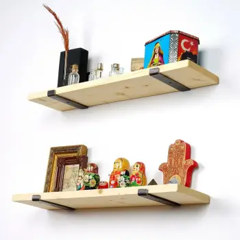 Raft muri Hanah Home, Lam008, dru pishe, ngjyrë e zezë dhe lisi, 60x16x14cm