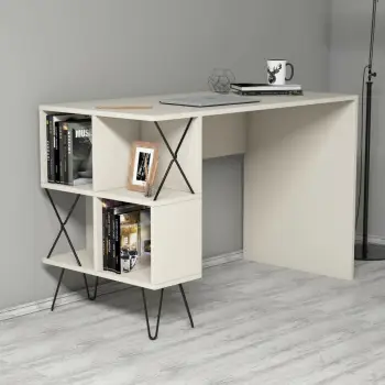 Tavolinë Studimi Extra, krem, zezë