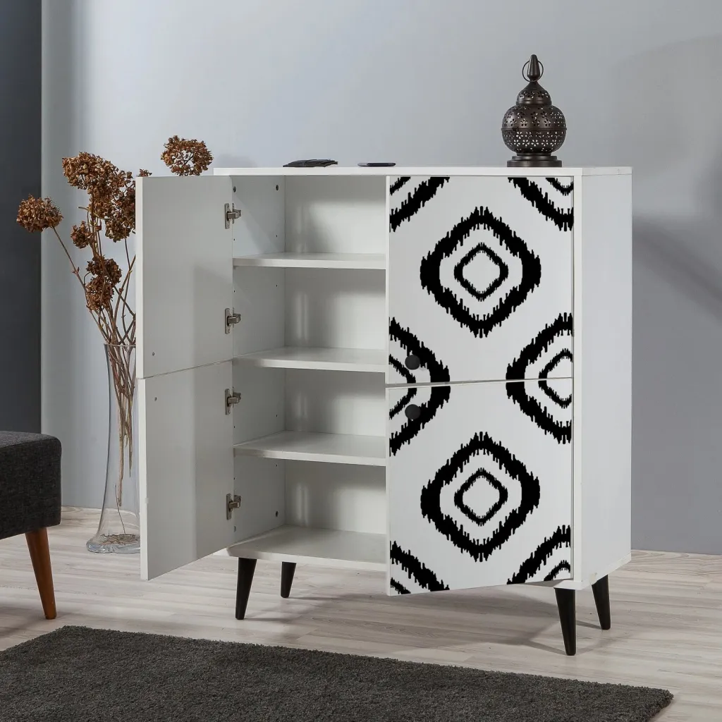 Dollap multifunksional Hanah Home, Multilüx Fas, bardhë e zi - 2