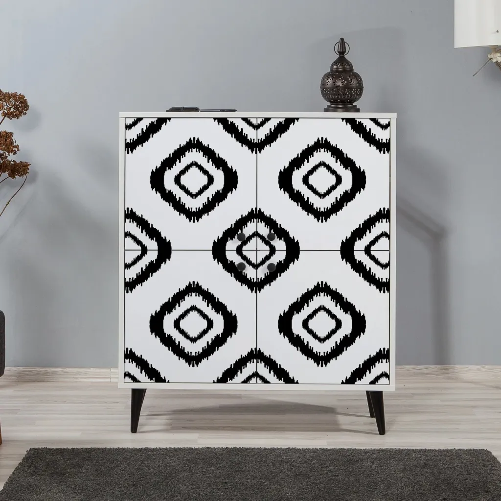 Dollap multifunksional Hanah Home, Multilüx Fas, bardhë e zi - 3
