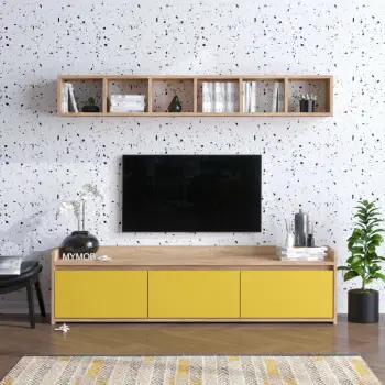 Njësi TV Hanah Home, AVAN, ngjyrë lis dhe e verdhë