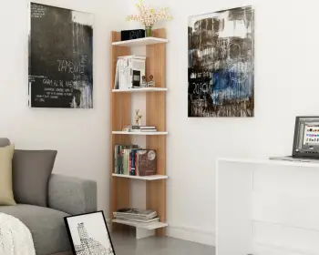 Raft librash Hanah Home, Als, ngjyrë dru tik dhe e bardhë
