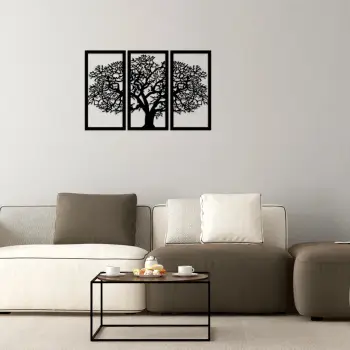 Aksesor dekorativ muri prej druri, Wallity, Ağaç 5, ngjyrë e zezë, 66x105cm
