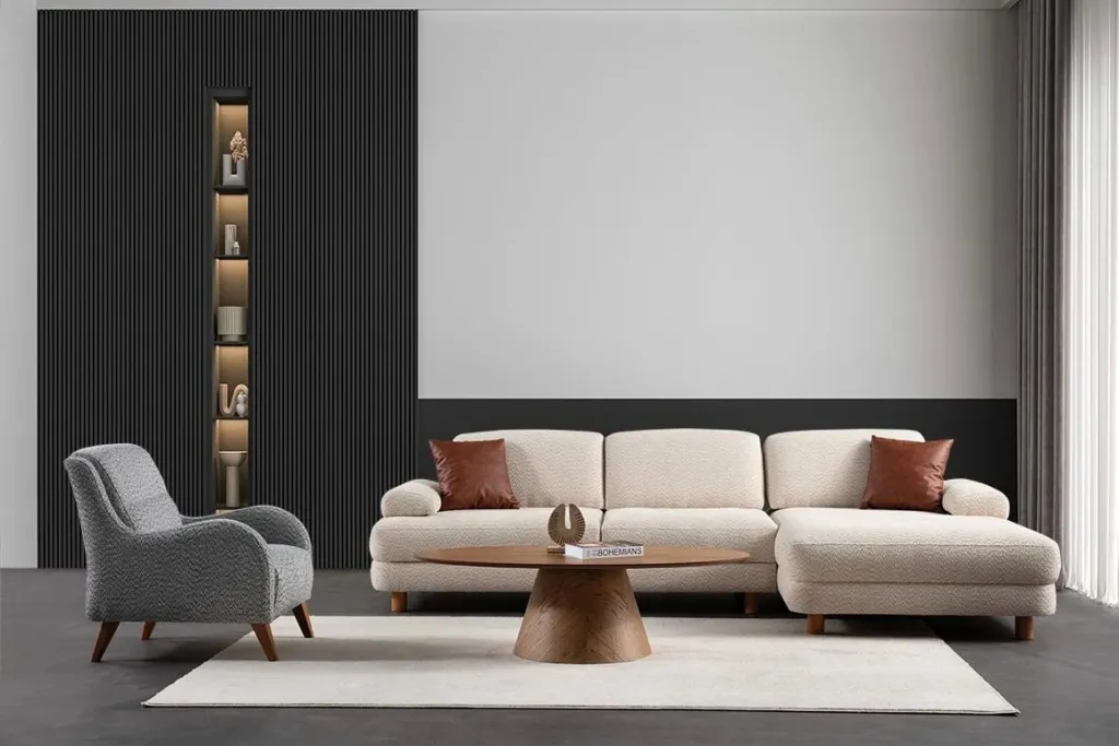 Kënd divani-krevat Atelier del Sofa, Nice L kënd djathtas, krem - 9